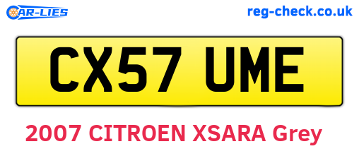 CX57UME are the vehicle registration plates.