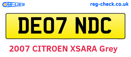 DE07NDC are the vehicle registration plates.