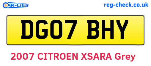 DG07BHY are the vehicle registration plates.
