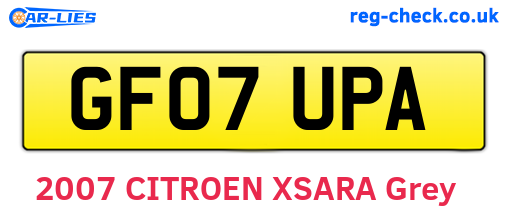 GF07UPA are the vehicle registration plates.