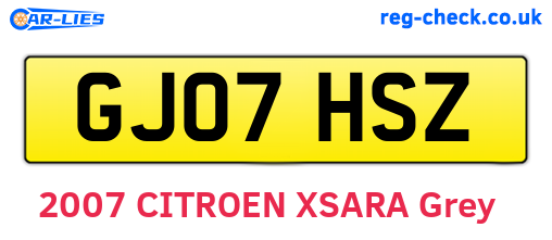 GJ07HSZ are the vehicle registration plates.