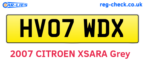 HV07WDX are the vehicle registration plates.