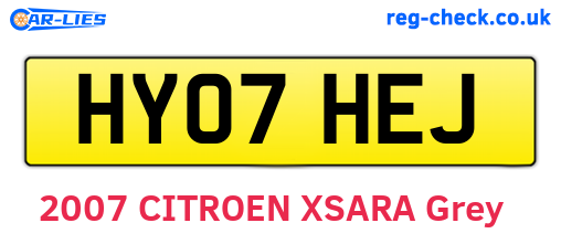 HY07HEJ are the vehicle registration plates.