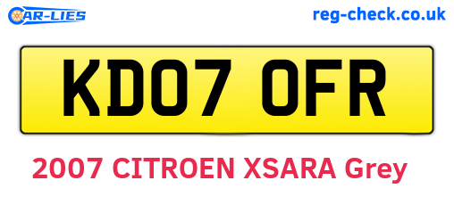KD07OFR are the vehicle registration plates.