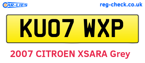 KU07WXP are the vehicle registration plates.