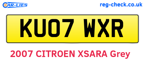 KU07WXR are the vehicle registration plates.
