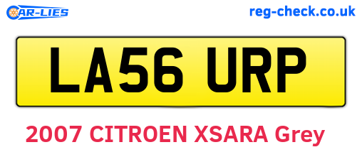 LA56URP are the vehicle registration plates.