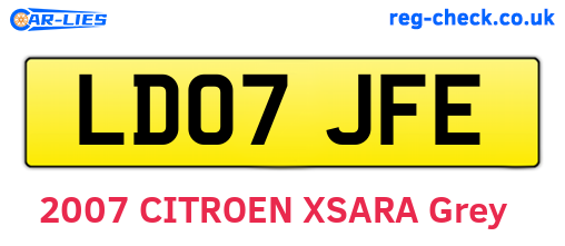 LD07JFE are the vehicle registration plates.