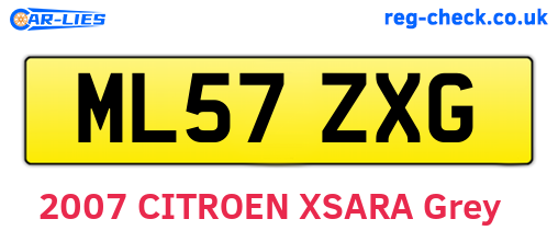 ML57ZXG are the vehicle registration plates.