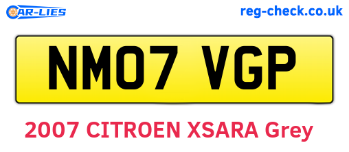 NM07VGP are the vehicle registration plates.