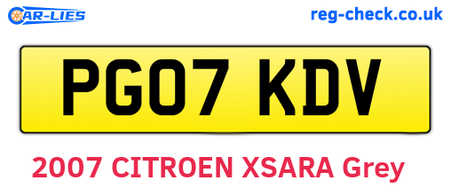PG07KDV are the vehicle registration plates.
