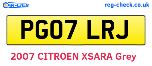PG07LRJ are the vehicle registration plates.