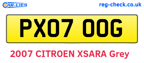 PX07OOG are the vehicle registration plates.