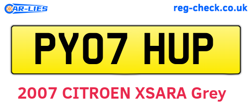 PY07HUP are the vehicle registration plates.