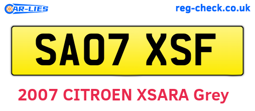 SA07XSF are the vehicle registration plates.