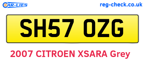 SH57OZG are the vehicle registration plates.