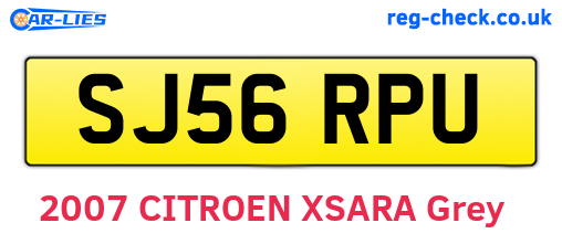 SJ56RPU are the vehicle registration plates.