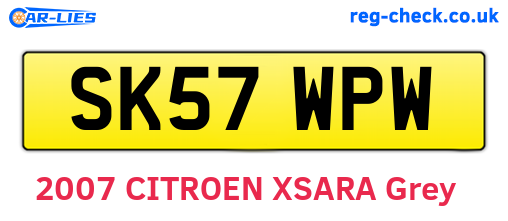 SK57WPW are the vehicle registration plates.