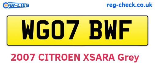 WG07BWF are the vehicle registration plates.