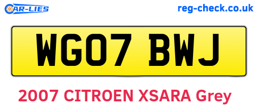 WG07BWJ are the vehicle registration plates.