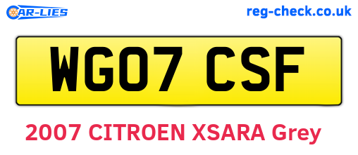 WG07CSF are the vehicle registration plates.