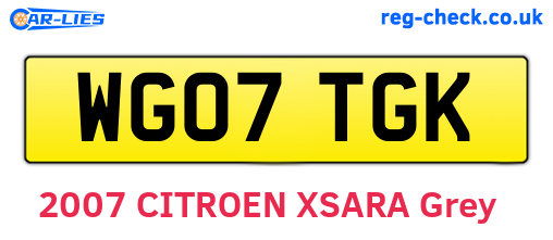 WG07TGK are the vehicle registration plates.