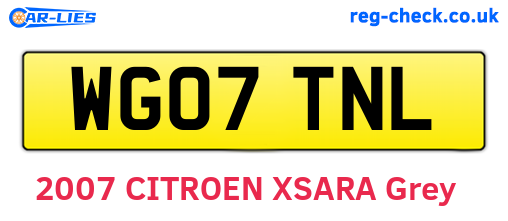 WG07TNL are the vehicle registration plates.