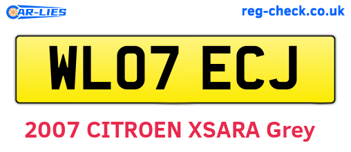 WL07ECJ are the vehicle registration plates.