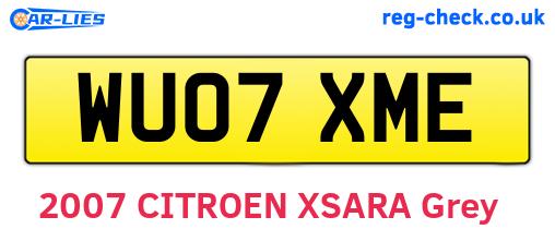 WU07XME are the vehicle registration plates.