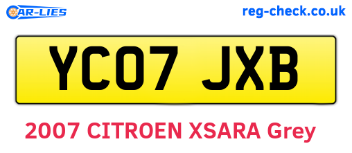 YC07JXB are the vehicle registration plates.