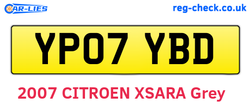 YP07YBD are the vehicle registration plates.