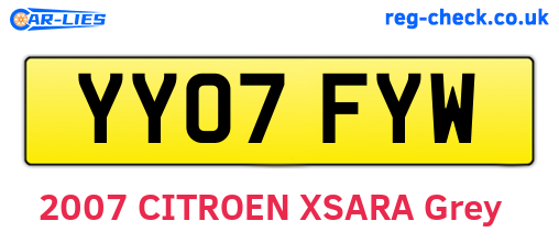 YY07FYW are the vehicle registration plates.