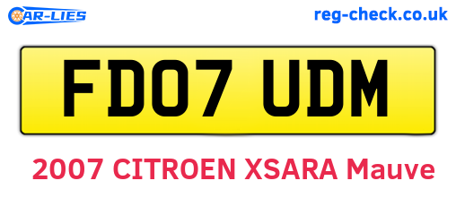 FD07UDM are the vehicle registration plates.