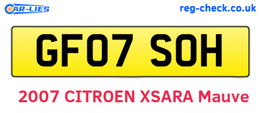 GF07SOH are the vehicle registration plates.