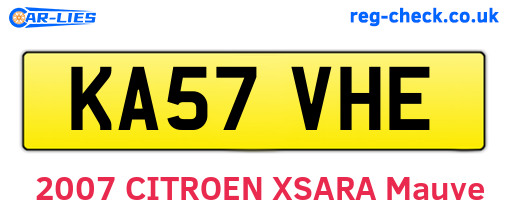 KA57VHE are the vehicle registration plates.