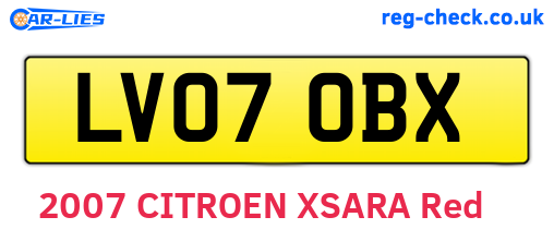 LV07OBX are the vehicle registration plates.