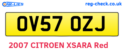 OV57OZJ are the vehicle registration plates.