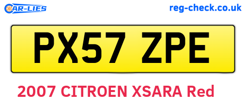PX57ZPE are the vehicle registration plates.