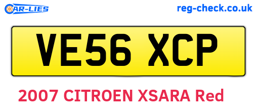 VE56XCP are the vehicle registration plates.