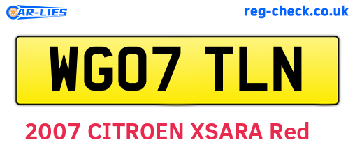 WG07TLN are the vehicle registration plates.