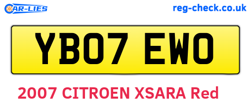 YB07EWO are the vehicle registration plates.