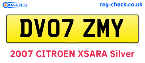 DV07ZMY are the vehicle registration plates.
