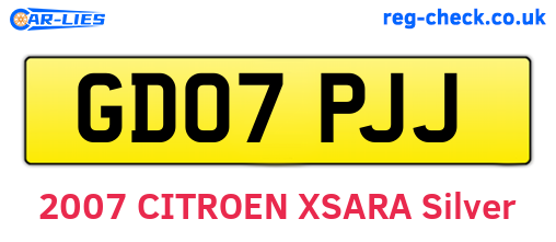 GD07PJJ are the vehicle registration plates.