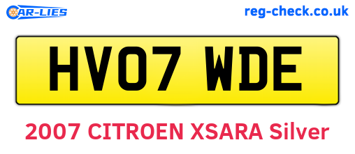 HV07WDE are the vehicle registration plates.
