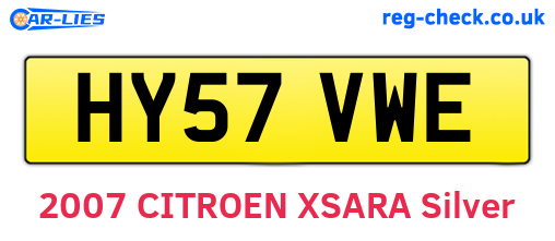 HY57VWE are the vehicle registration plates.