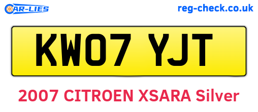 KW07YJT are the vehicle registration plates.