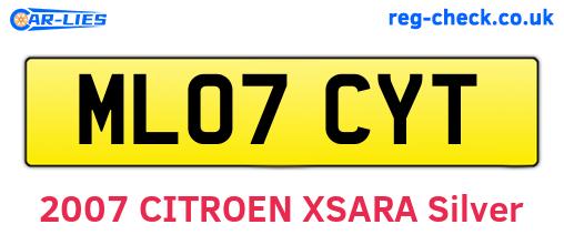 ML07CYT are the vehicle registration plates.