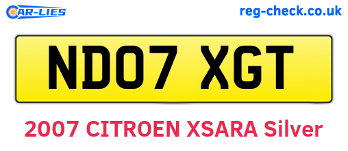 ND07XGT are the vehicle registration plates.