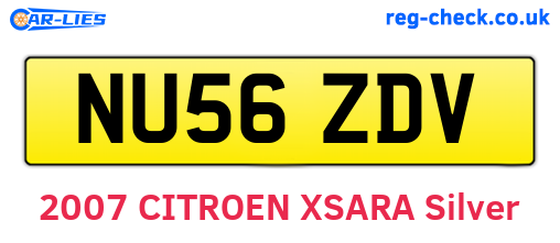 NU56ZDV are the vehicle registration plates.