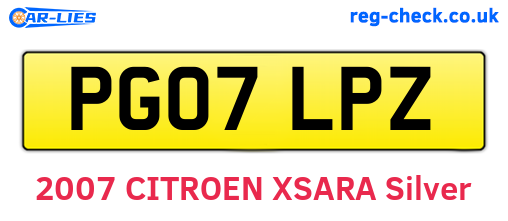 PG07LPZ are the vehicle registration plates.